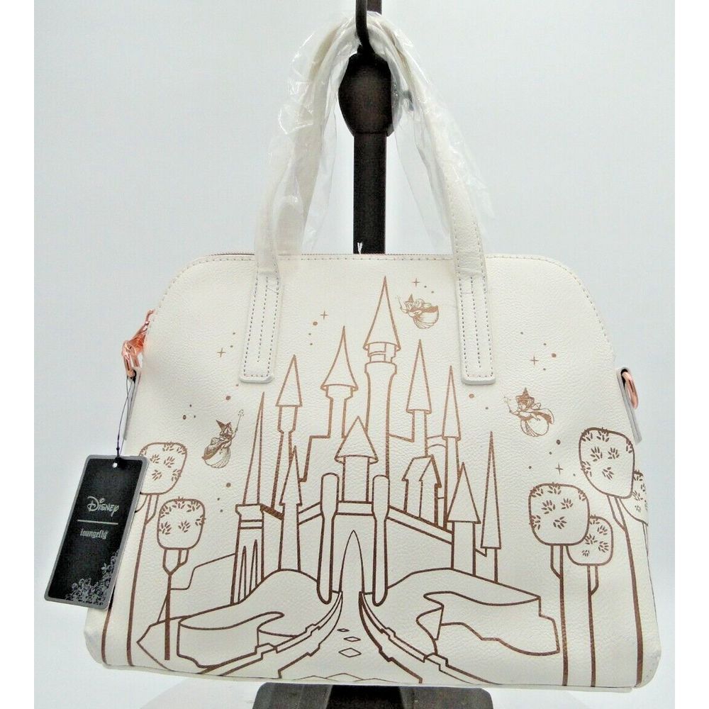Loungefly Disney Sleeping Beauty 3 Fairy Godmother Castle Satchel Purse NWT